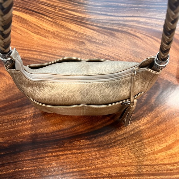 Brighton Hobo Barbados Handbag Bronzed Brown Pebbled Leather Braided PreLoved - Picture 13 of 15